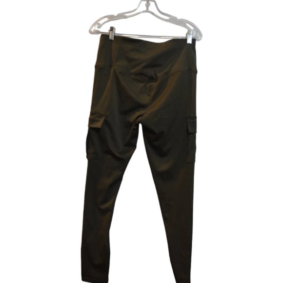 ShoSho (R) Women Green High Waist Pencil Leggings Belted Pockets Skinny Pants L - Picture 2 of 5